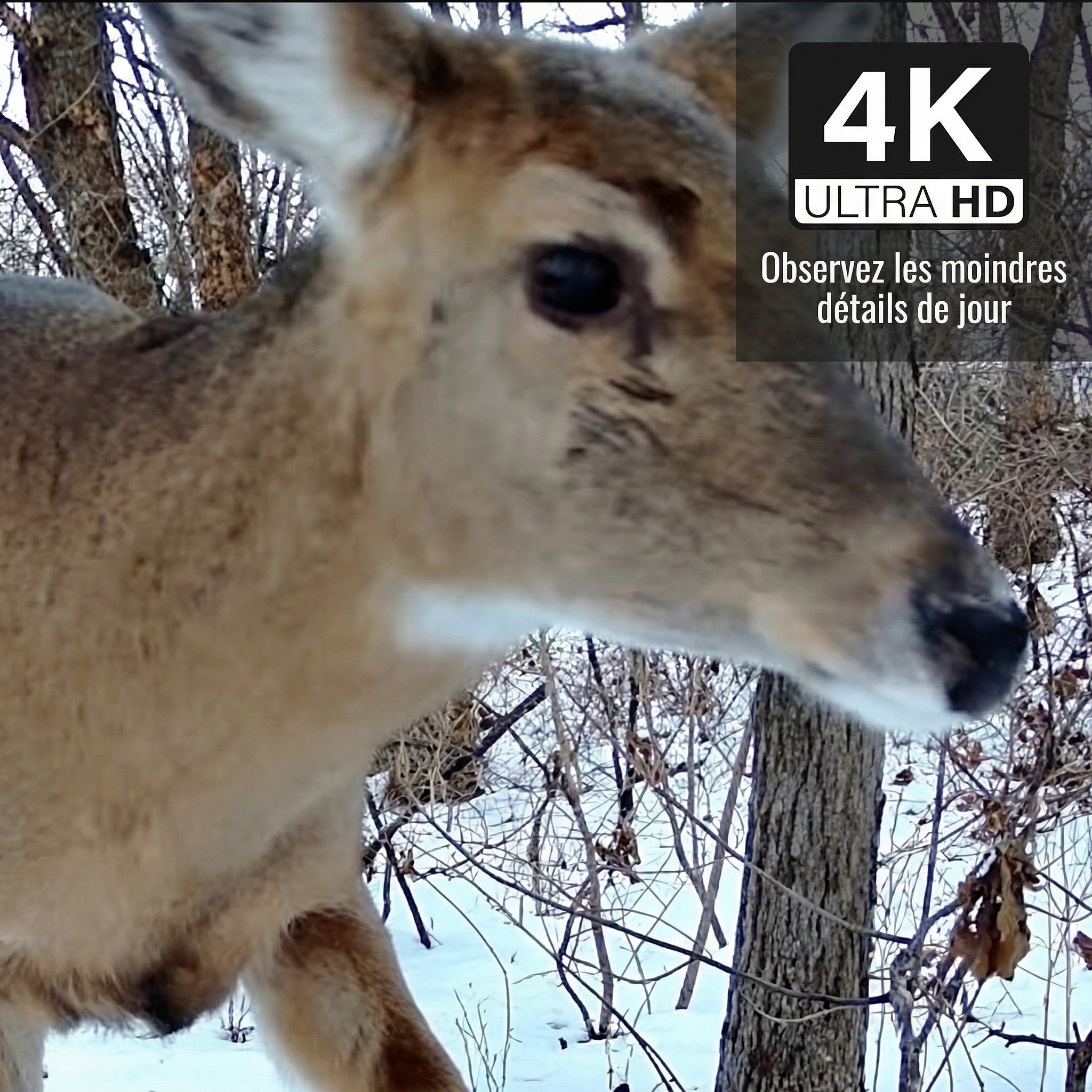 Photo cerf en 4K prise de jour par mini caméra infrarouge chasse LED 850nm