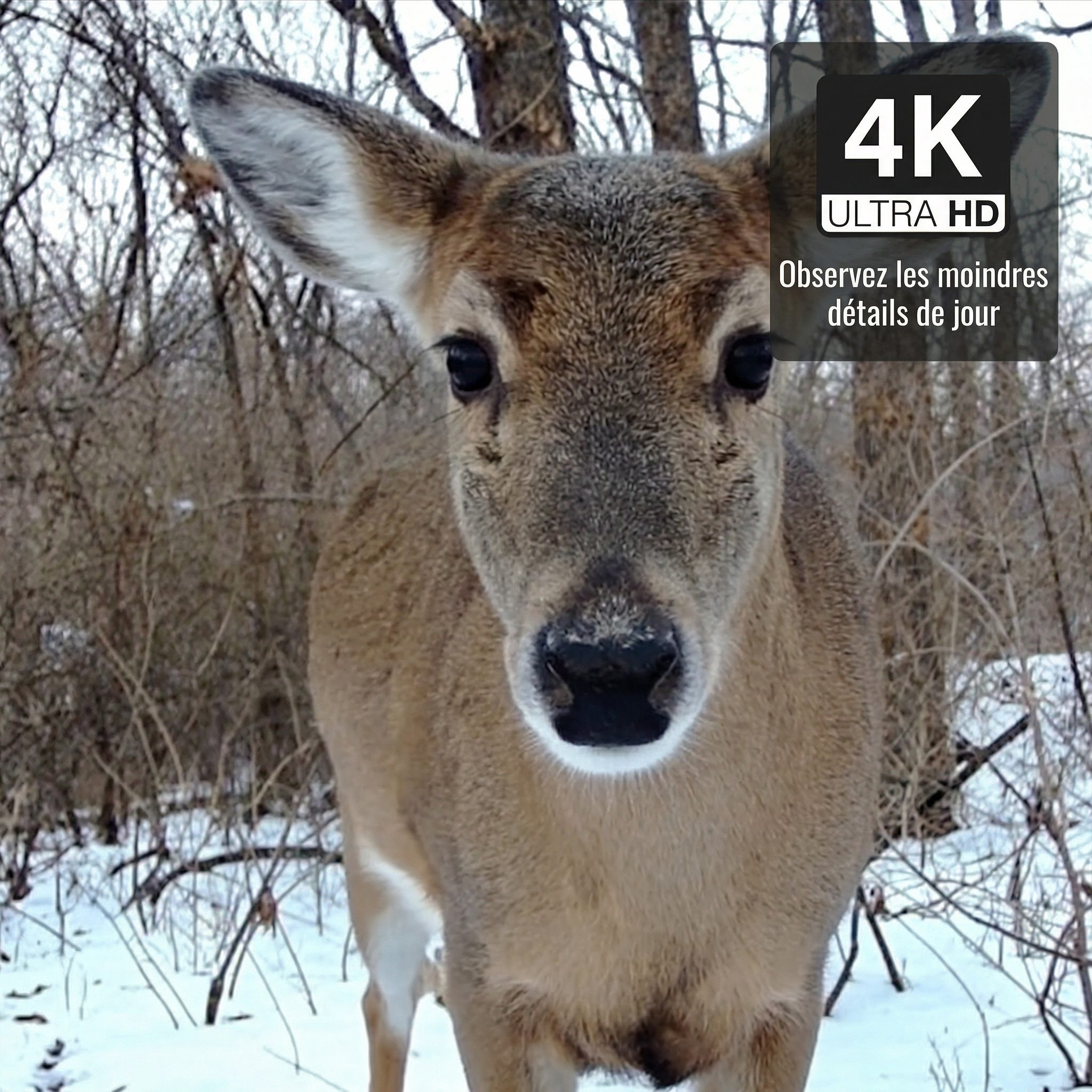 Photo cerf en 4K prise de nuit par caméra de chasse infrarouge Vision Nocturne Pro