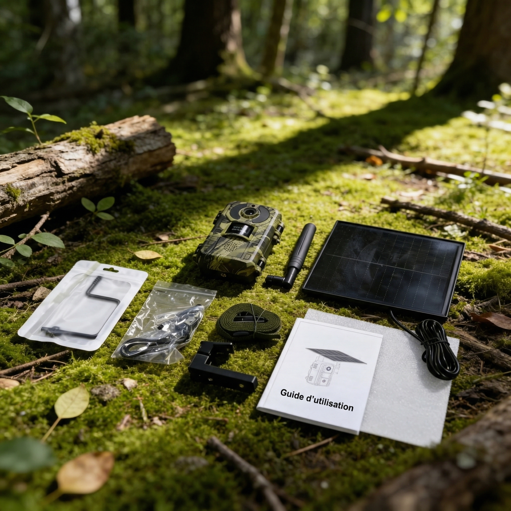 Panneau solaire intégré et batterie 7800mAh caméra de chasse autonome sans pile