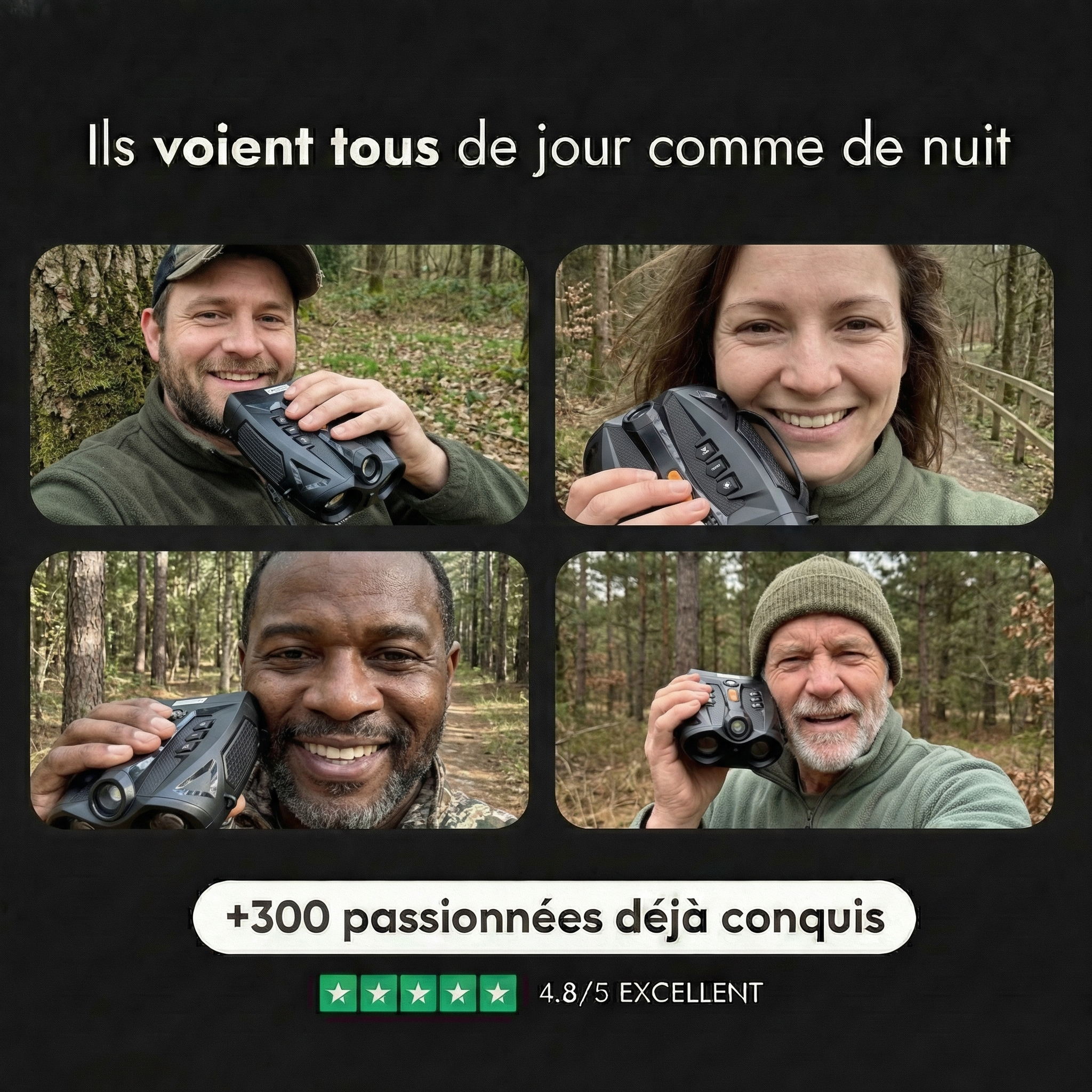 Jumelles Vision Nocturne Numérique | Vision Nocturne 800m - 4K | 6h Autonomie