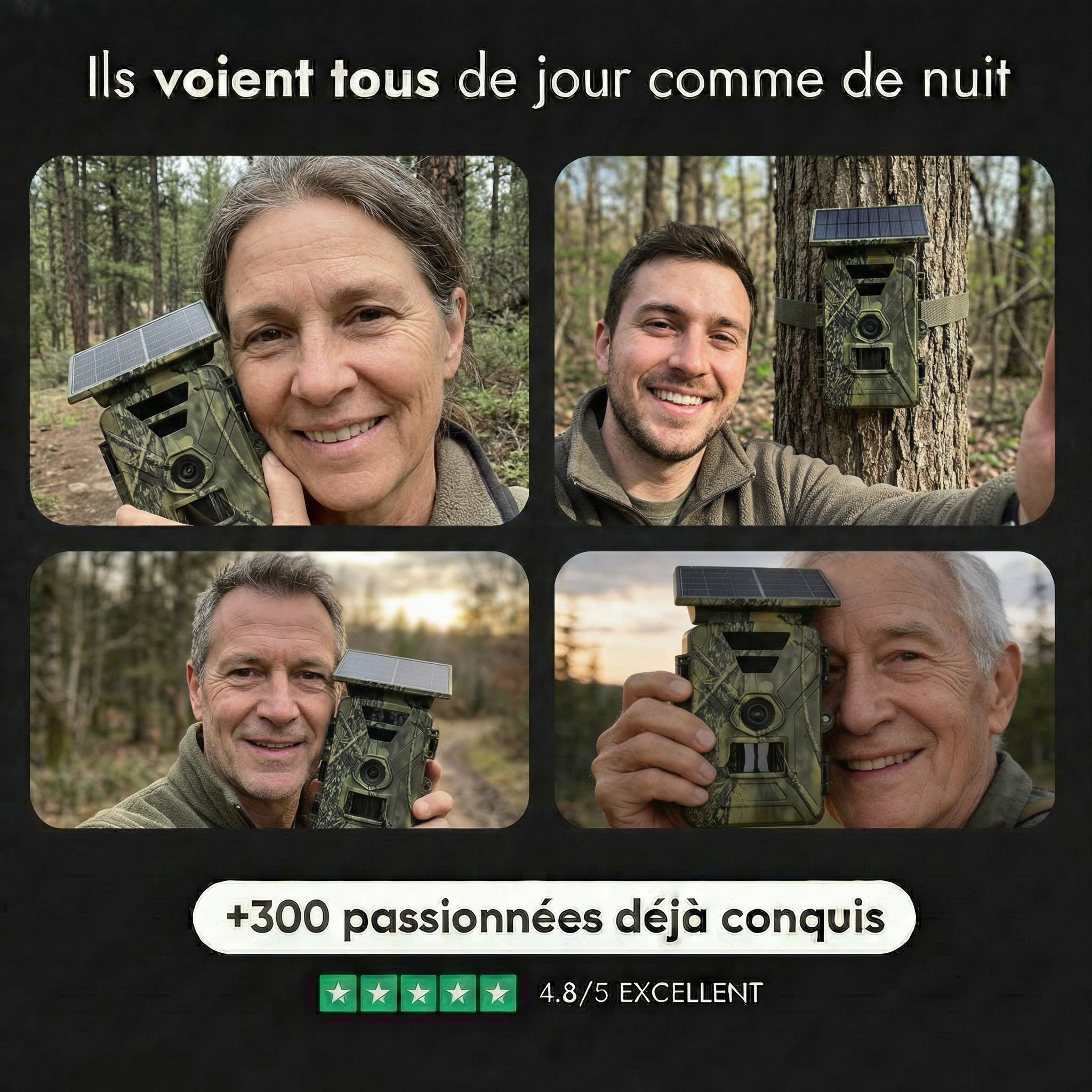 Caméra de Chasse Wifi Solaire 4K Vision Nocturne