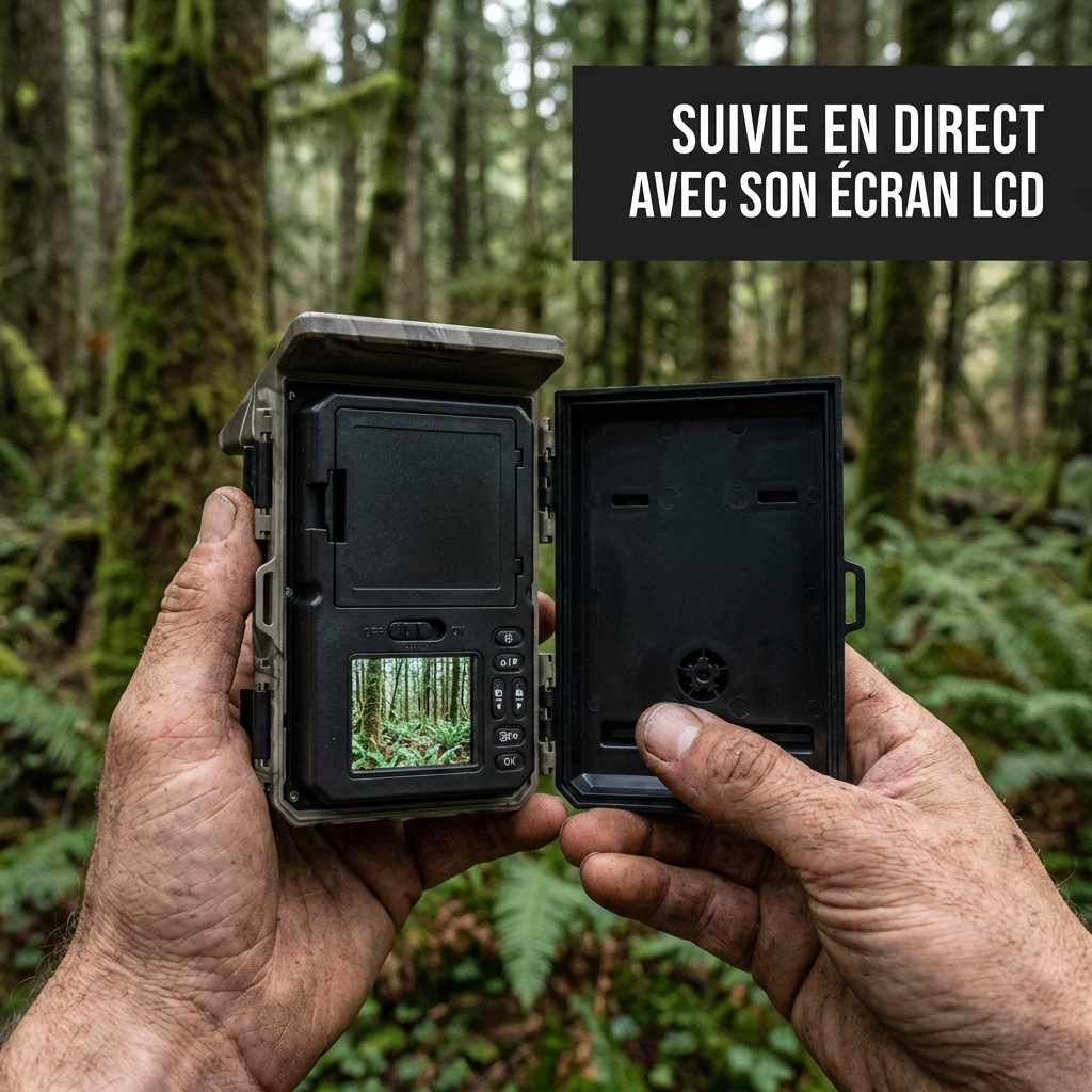 Caméra de Chasse Solaire 4K Écran LCD Vision Nocturne 100m avec Détection de Mouvement