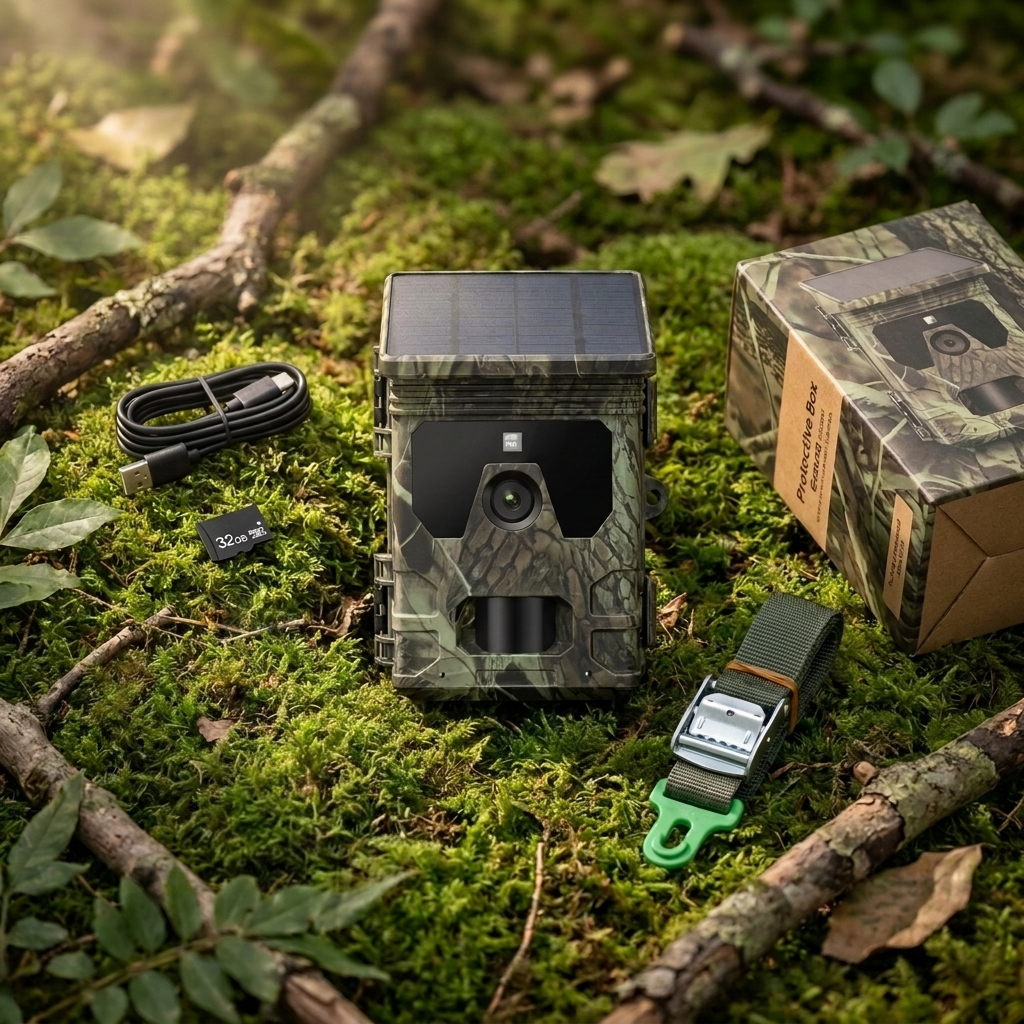 Caméra de Chasse Solaire 4K Écran LCD Vision Nocturne 100m avec Détection de Mouvement