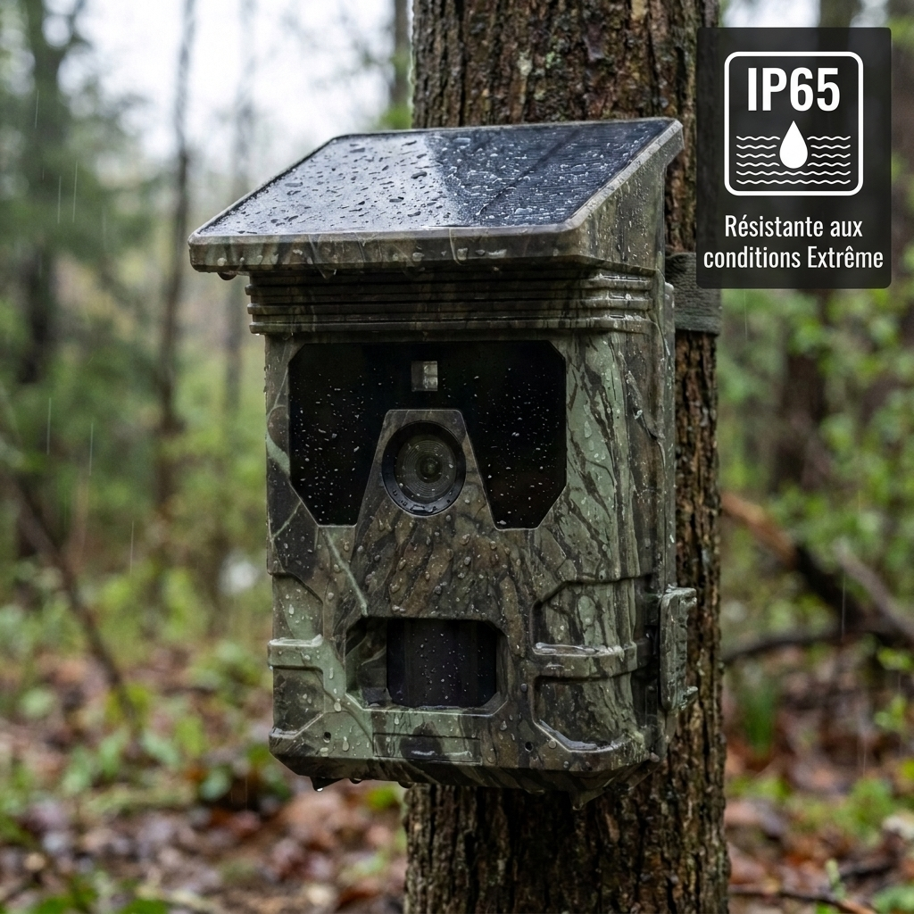 Caméra de Chasse Solaire 4K Écran LCD Vision Nocturne 100m avec Détection de Mouvement
