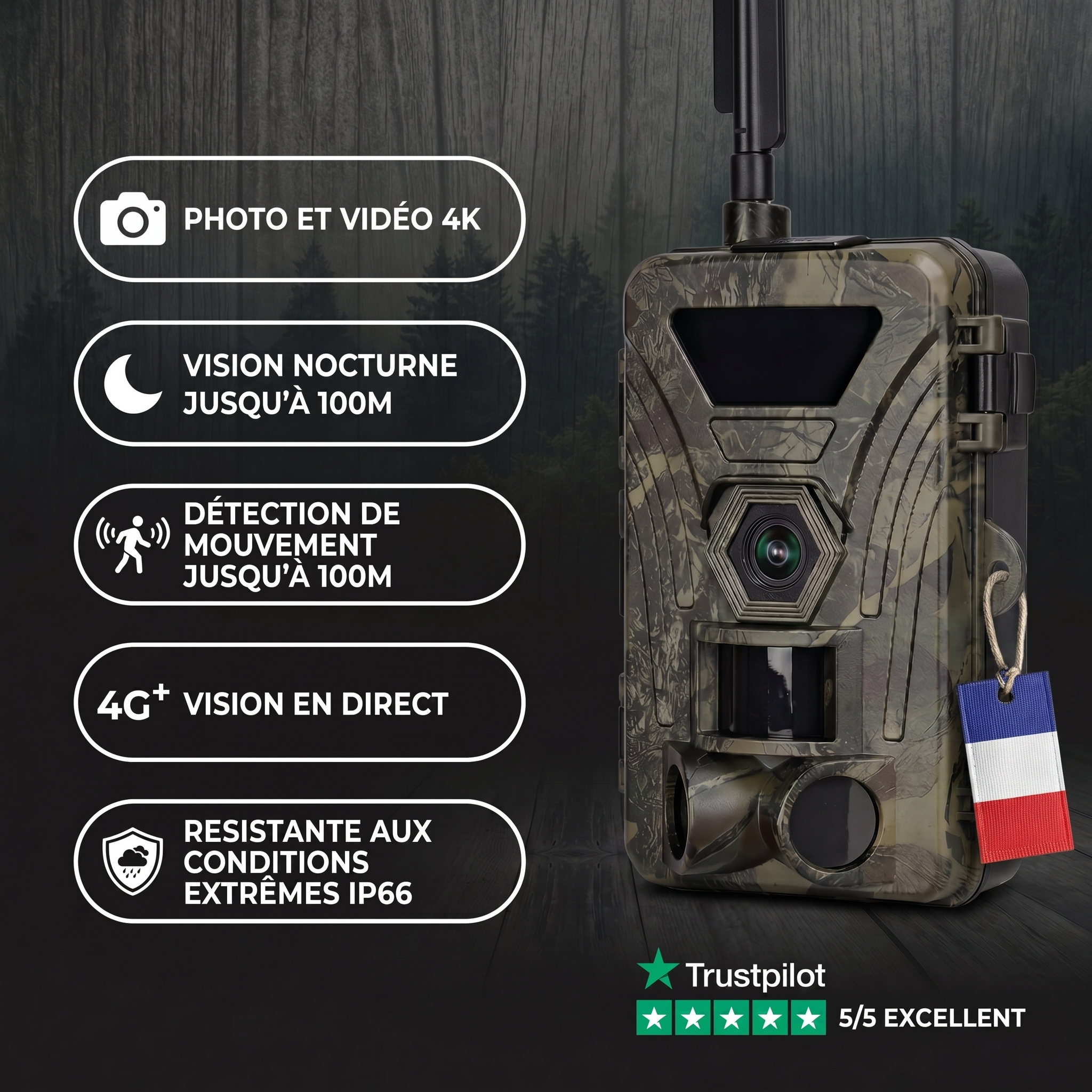 Caméra de Chasse 4G Vision Nocturne 4K